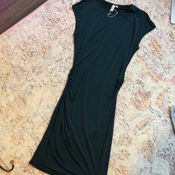 & other stories draped sleeveless midi dress dark green - Picture 4 of 8